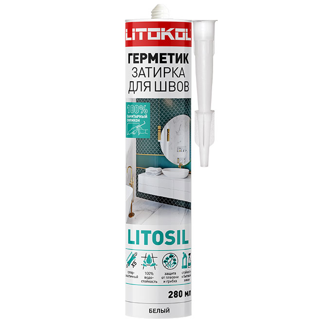 LITOSIL Герметик санитарный силиконовый белый