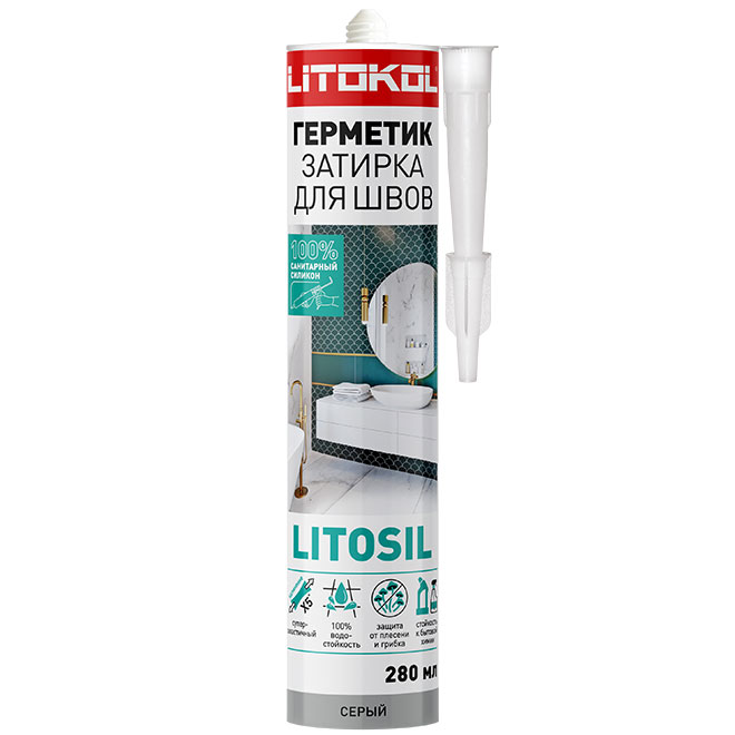 LITOSIL Герметик санитарный силиконовый серый