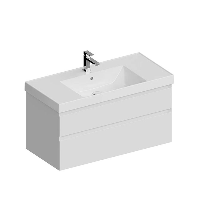 CUB.100.2\WHT.M | Тумба CUBO подвесная с ящиками 100, белая матовая