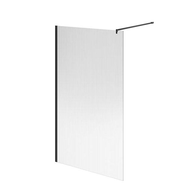 CT.120.WI.BLK.M | Душевая перегородка CRISTALLO с рифленым стеклом, 120х210, матовый черный