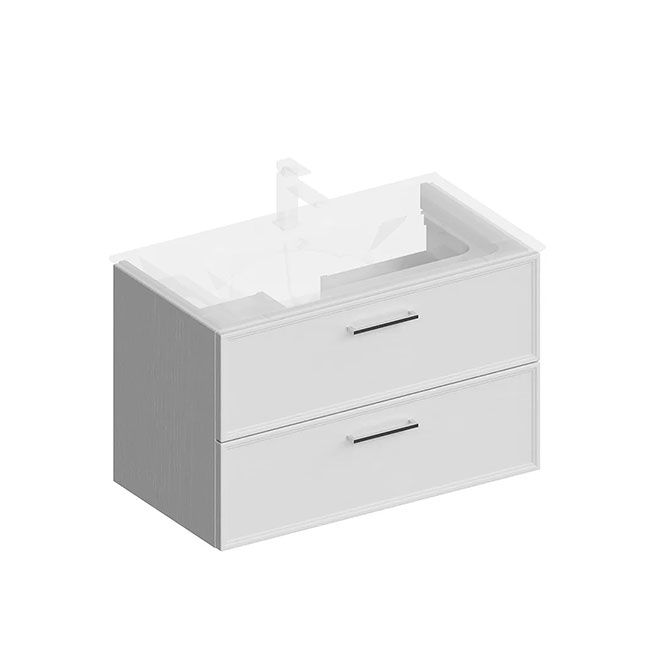 PIA.CL.85\WHT.M | Тумба PIANO Classic подвесная 85 см, 2 ящика, ясень белый матовый