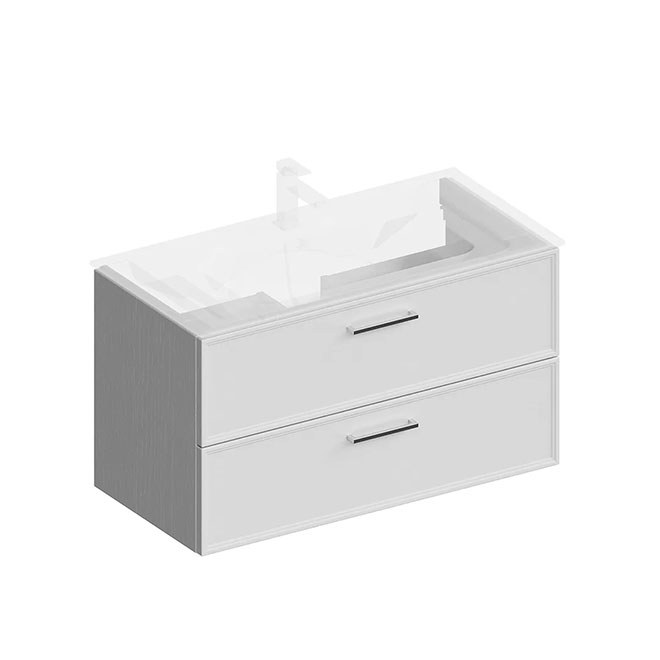 PIA.CL.95\WHT.M | Тумба PIANO Classic подвесная 95 см, 2 ящика, ясень белый матовый
