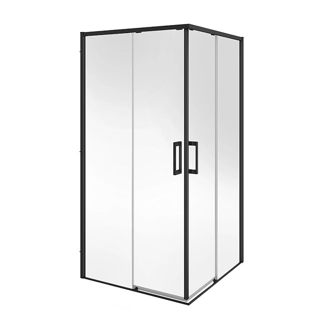 LN.100.SSD.BLK.M | Душевой уголок LINDO раздвижной с функцией soft close, квадратный, 100х100х195, матовый черный