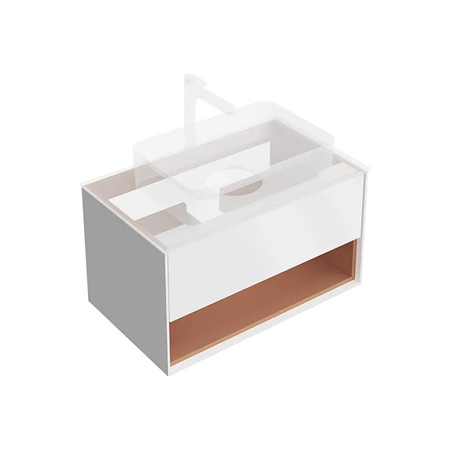 KMPMCb80MSh1 | Тумба PLAZA Modern подвесная 80, push, 1 ящик, подсветка, белая матовая+сахара